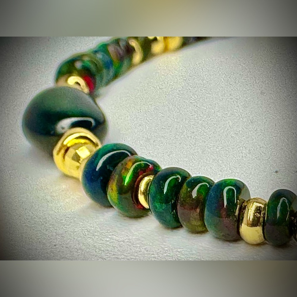 ✨One-of-a-kind✨Black Welo Opal• Black Spinel•18kt Gold Vermeil